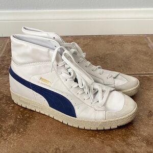Puma White and Navy High-Top Sneakers